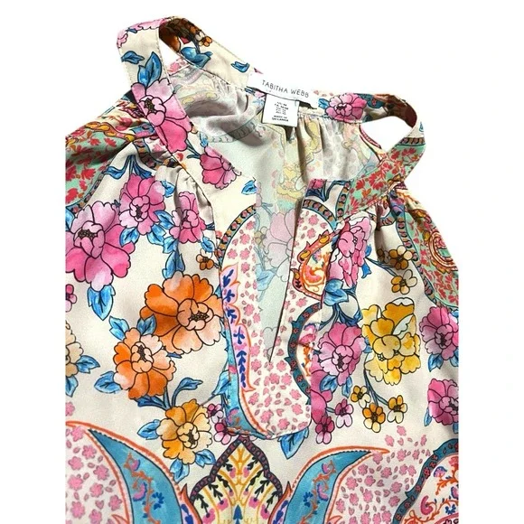 Tabitha Webb Womens Medium Halter Neck Paisley Floral Sleeveless Blouse Med - Picture 4 of 7